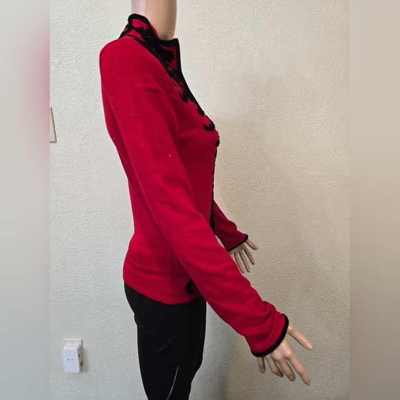 boston proper long sleeve red suede appliqué blouse Size Xs Made In Hong… - Picture 4 of 7